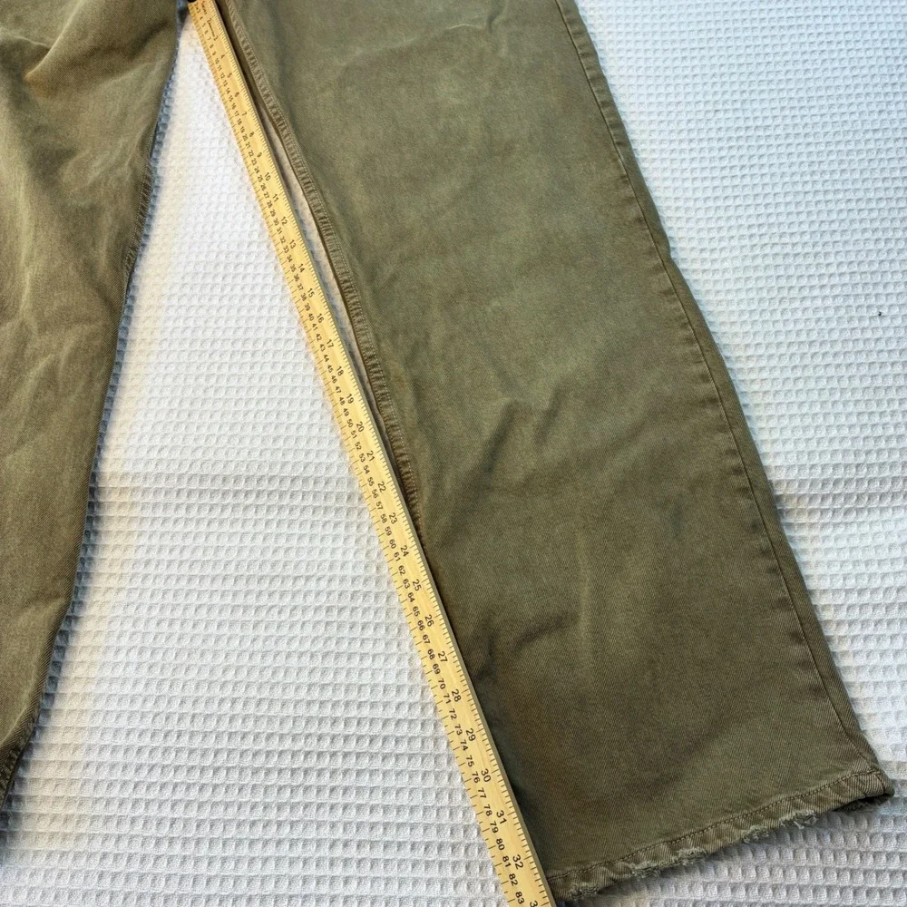 BDG Urban Outfitters Mens Skate Fit Jeans 34x34 Olive Green Distressed Wide Leg